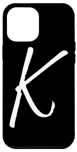 Hülle für iPhone 15 Pro Max Kalligraphie-Monogramm-Buchstabe K, Schwarz von Initials Monogram Letters Vintage Design Studio
