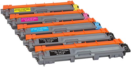 5er Set Premium Toner kompatibel für Brother TN241 TN245 HL-3140CW HL-3150CDW HL-3170CDW DCP-9020CDW MFC-9130CW MFC-9140CDN MFC-9330CDW MFC-9340CDW | Schwarz 2.500 Seiten & Color je 2.200 Seiten von Ink Inspiration