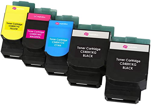 5er Set Premium Toner kompatibel für Lexmark C540n, C543dn, C544dn, C544dtn, C544dw, C544n, C546dtn, X543dn, X544dn, X544dtn, X544dw, X544n, X546dtn | Schwarz 2.500 Seiten & Color je 2.000 Seiten von Ink Inspiration