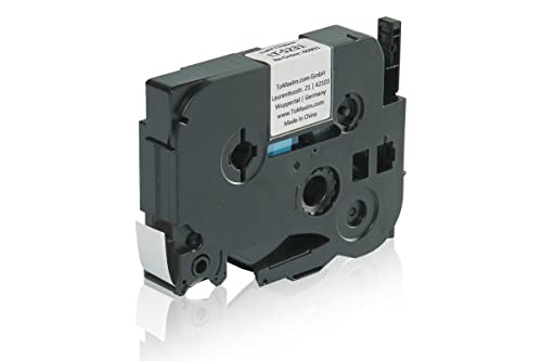 Inkadoo Brother TZES231 P-Touch Farbband schwarz auf weiss extra stark Laminat 12mm 8m Kompatibel von Inkadoo