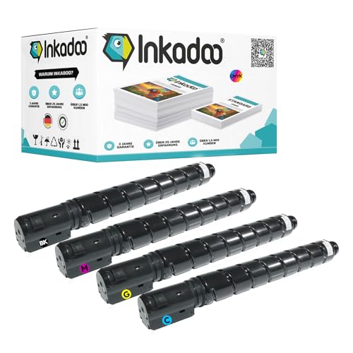 Inkadoo Toner für Canon 8525B002 / CEXV49 enthält 4X Tonerkartusche Multipack Kompatibel IR Advance DX C 3700 Series imageRUNNER Advance C 3525 i IR Advance DX Tonerpatronen, Drucker Toner von Inkadoo