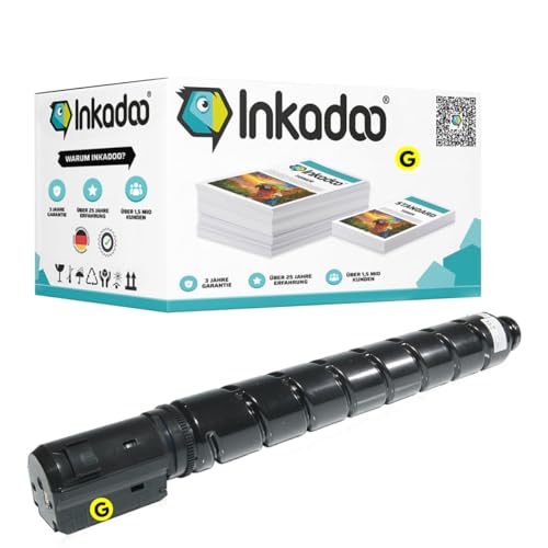Inkadoo Toner für Canon 8527B002 / C-EXV49 Gelb Kompatibel IR Advance DX C 3700 Series imageRUNNER Advance C 3525 i IR Advance DX Tonerkartusche, Tonerpatronen, Drucker Toner von Inkadoo