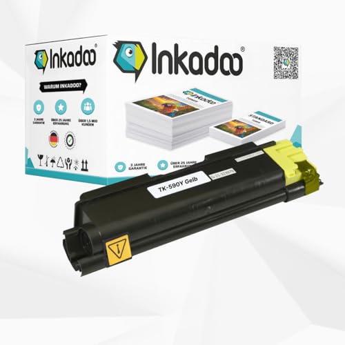 Inkadoo Toner für Kyocera 1T02KVANL0 / TK-590Y Gelb ECOSYS M 6026 CDN FS-C 2126 MFP FS-C 2100 Series ECOSYS M 6526 cidn FS ca. 5.000 Seiten Tonerkartusche, Tonerpatronen, Drucker Toner von Inkadoo