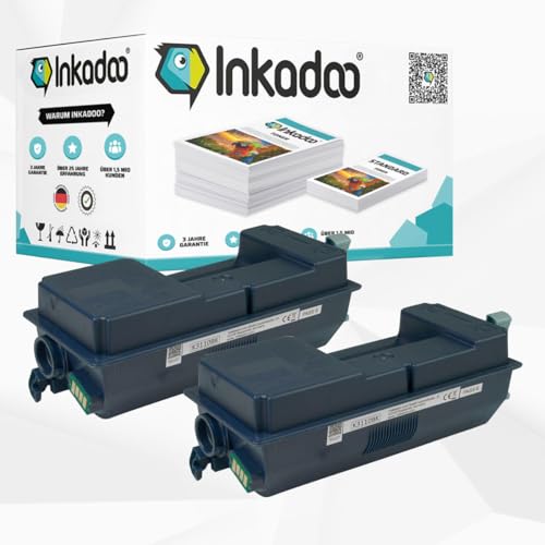 Inkadoo Toner für Kyocera 1T02MT0NL0 / TK-3110 enthält 2X Tonerkartusche FS-4300 DN FS-4200 DN FS-4100 DN Schwarz ca. 31.000 (2X 15.500) Seiten Tonerpatronen, Drucker Toner von Inkadoo