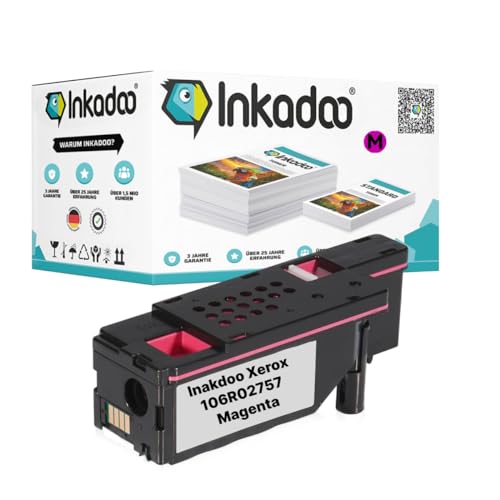 Inkadoo Toner für Xerox 106R02757 Magenta Phaser 6020 BI Phaser 6027 WorkCentre 6027 WC 6025 WorkCentre 6025 Tonerkartusche, Tonerpatronen, Drucker Toner von Inkadoo