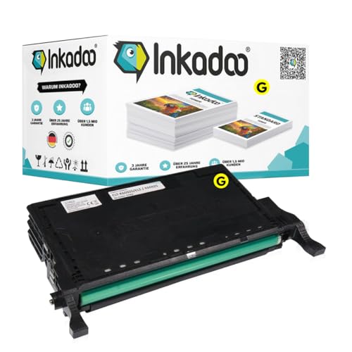 Inkadoo Toner für Samsung CLT-Y5082L/ELS / Y5082L Gelb CLP-620 670 620 ND 670 N, ca. 4.000 Seiten Tonerkartusche, Tonerpatronen, Drucker Toner von Inkadoo