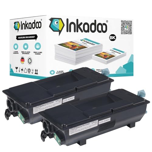 Inkadoo Kompatibel Toner für Kyocera 1T02T90NL0 / TK-3160 (2X 12.500 Seiten) Doppelpack ECOSYS P 3145 DN ECOSYS P 3055 DN ECOSYS M 3800 Series Tonerkartusche, Tonerpatronen, Drucker Toner Inkadoo Kompatibel Toner für Kyocera 1T02T90NL0 / TK-3160 (2X 12.500 Seiten) Doppelpack ECOSYS P 3145 DN ECOSYS P 3055 DN ECOSYS M 3800 Series Tonerkartusche, Tonerpatronen, Drucker Toner von Inkadoo