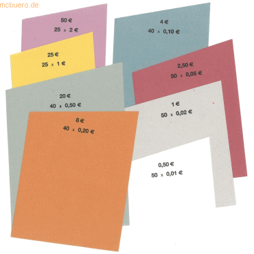 Inkiess Handrollpapier 2€-0,01€ je 50 Blatt farbig sortiert von Inkiess