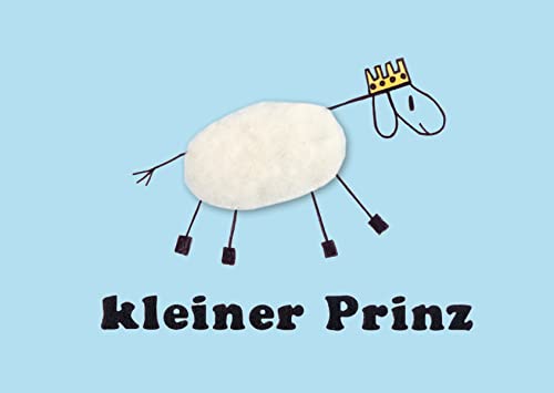 Inkognito Plüsch Postkarte | Anlass: ''flauschig'', Motiv: Schaf und Krone ''Plüschkarte Kleiner Prinz'' | Künstler: Barbara Dienz-Sengmüller | Art-Nr.: 20869 | vom Berliner Verlag von Inkognito