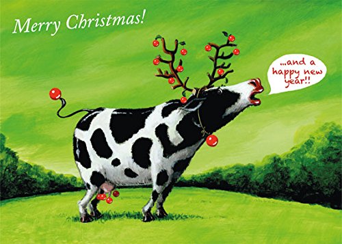 Klappkarte mit Umschlag C6- (11,5 x 17 cm) • 33137-5 ''Xmas-Kuh'' von Inkognito • Künstler: INKOGNITO © Henning Löhlein • Weihnachten von Inkognito