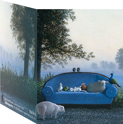 Mini-Kärtchen / Geschenkanhänger mit farbigem Umschlag A8 und Umschlag • 15079-9 ''MN Das blaue Sofa'' von Inkognito • Künstler: Michael Sowa • Spezialkarten • Mini-Kärtchen • Mini-Kärtchen von Inkognito