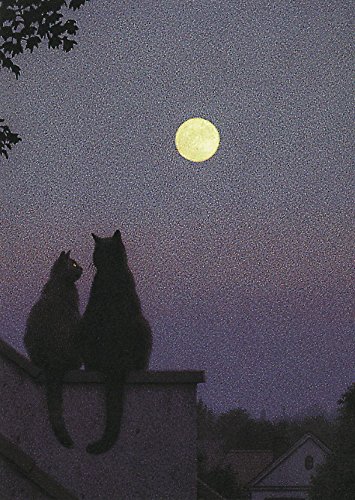 Postkarte A6 • 2843 ''Vollmond'' von Inkognito • Künstler: Quint Buchholz • Liebe & Romantik • Katzen von Inkognito