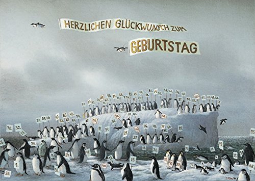 Postkarte A6 • 5502 ''Geburtstag / Pinguine'' von Inkognito • Künstler: Michael Sowa • Geburtstag von Inkognito