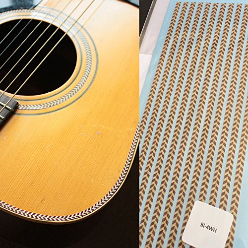 Bindung Aufkleber für Gitarren & Bass - 4mm - Holz Fischgrätenmuster von Inlaystickers