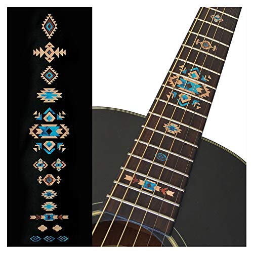 Griffbrett Markers Inlay Aufkleber für Gitarren, Native American Style Ethnic Pattern, Natur von Inlaystickers
