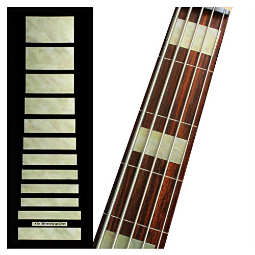 Inlay Sticker Griffbrett Position Marker für 5-Saiter Bass – Jazz Bass Blocks – Alt Weiß Perle von Inlaystickers