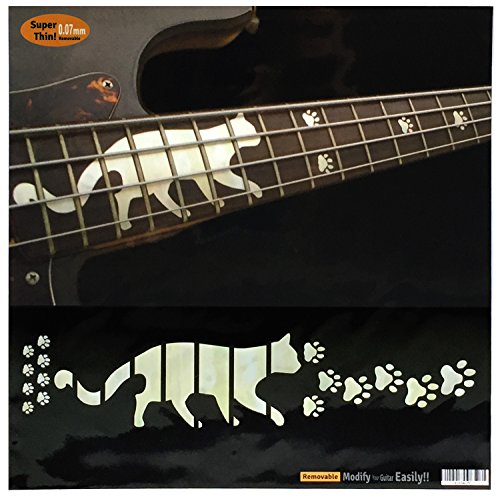 Inlay Sticker Griffbrett Position Marker für Bass - Cat Foot Prints/Paws - Weiß Perle von Inlaystickers