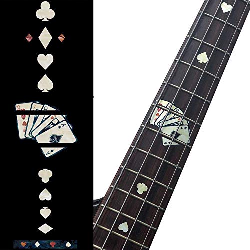Inlay Sticker Griffbrett Position Marker für Bass - Playing Cards - Weiß Perle von Inlaystickers