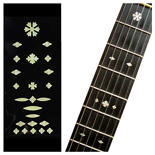 Inlay Sticker Griffbrett Position Marker für Gitarre & Bass – Vintage Snowflakes – Alt Weiß Perle von Inlaystickers