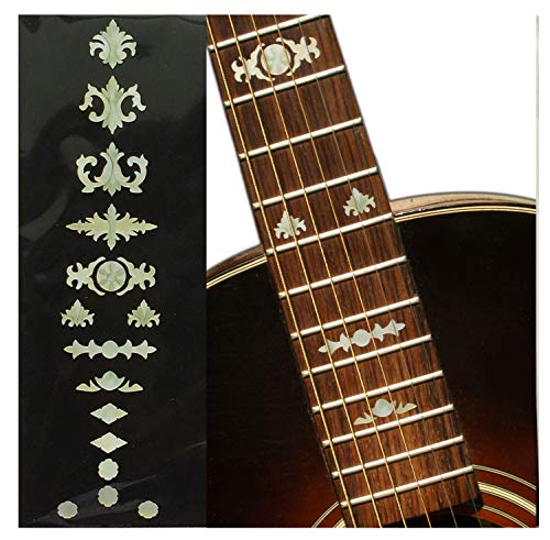 Inlay Sticker Griffbrett Position Marker für Gitarren, Bass & Banjo - Aged Banjo Type - Weiß Perle von Inlaystickers