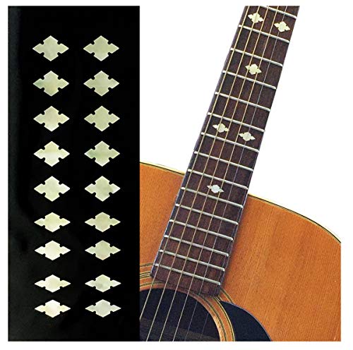 Inlay Sticker Griffbrett Position Marker für Gitarren, Bass & Ukulelen - Traditional Slotted Diamonds - Alt Weiß Perle von Inlaystickers