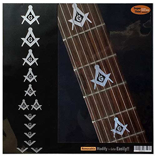 Inlay Sticker Griffbrett Position Marker für Gitarren & Bass - Blink 182 (Tom Delonge) Masonic Squares & Compasses von Inlaystickers