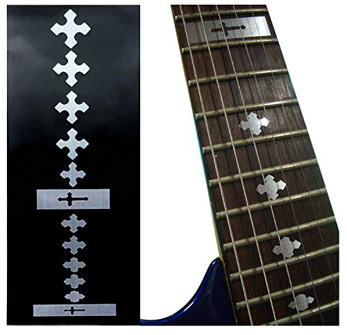 Inlay Sticker Griffbrett Position Marker für Gitarren & Bass - Cross - Metallisch von Inlaystickers
