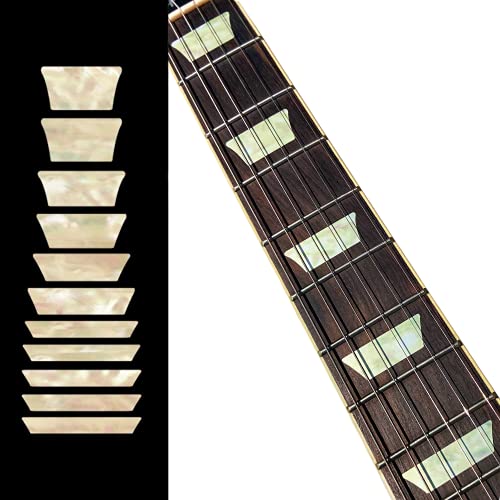 Inlay Sticker Griffbrett Position Marker für Gitarren & Bass – Dish/Trapez Les Paul Style- Alt Weiß Perle von Inlaystickers