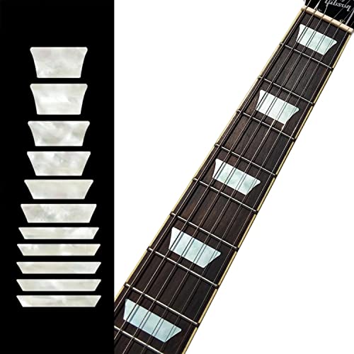 Inlay Sticker Griffbrett Position Marker für Gitarren & Bass – Dish/Trapez Les Paul Style - Weiß Perle von Inlaystickers
