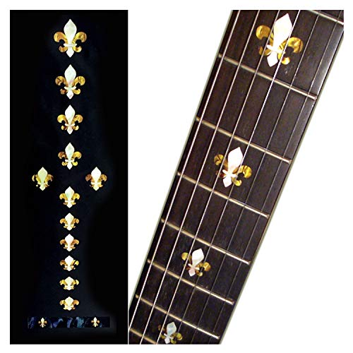 Inlay Sticker Griffbrett Position Marker für Gitarren & Bass - Fleur de Lys - Weiß Perle von Inlaystickers