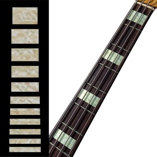 Inlay Sticker Griffbrett Position Marker für Gitarren & Bass – Jazz Bass Blocks - Alt Weiß Perle von Inlaystickers