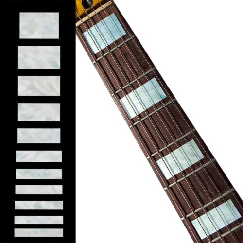 Inlay Sticker Griffbrett Position Marker für Gitarren & Bass – Jazz Bass Blocks - Weiß Perle von Inlaystickers