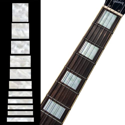 Inlay Sticker Griffbrett Position Marker für Gitarren & Bass - LP SG Blocks - Weiß Perle von Inlaystickers