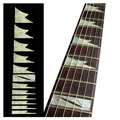 Inlay Sticker Griffbrett Position Marker für Gitarren & Bass – Shark Tooth Ibanez Style – Alt Weiß Perle von Inlaystickers