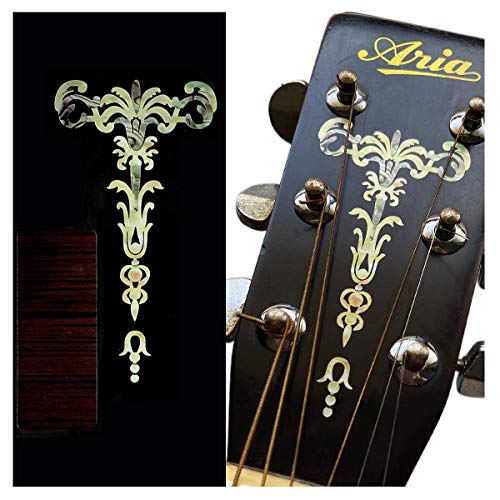 Inlay Sticker für Gitarre Kopfplatte - Gothic Torch - Alt Weiß Perle H-114GT-WT von Inlaystickers