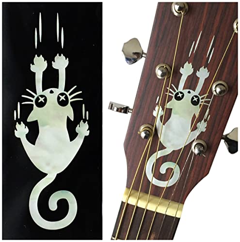 Inlay Sticker für Gitarren, Bass & Ukulelen - Ripping Slipping Cat - Weiß Perle von Inlaystickers