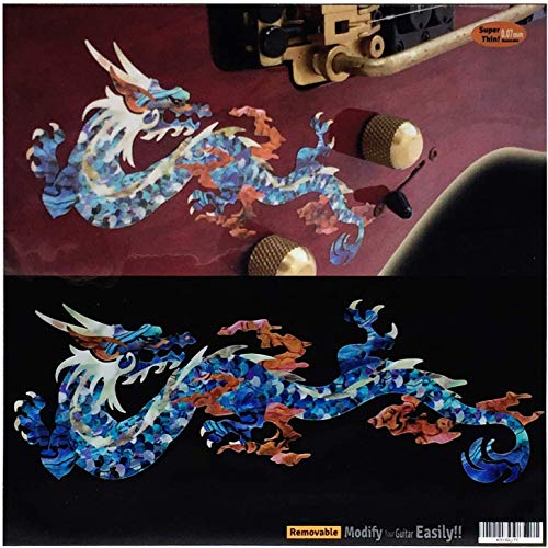 Inlay Sticker für Gitarren & Bass - Fire Dragon - Abalone Blau von Inlaystickers
