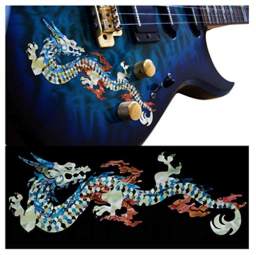 Inlay Sticker für Gitarren & Bass - Fire Dragon - Weiße Perle von Inlaystickers