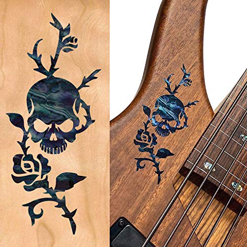 Inlay Sticker für Gitarren & Bass - Rose & Skull - Schwarze Perle von Inlaystickers