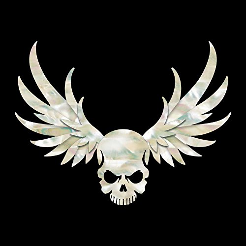 Inlay Sticker für Gitarren & Bass - Winged Skull - Weiß Perle von Inlaystickers