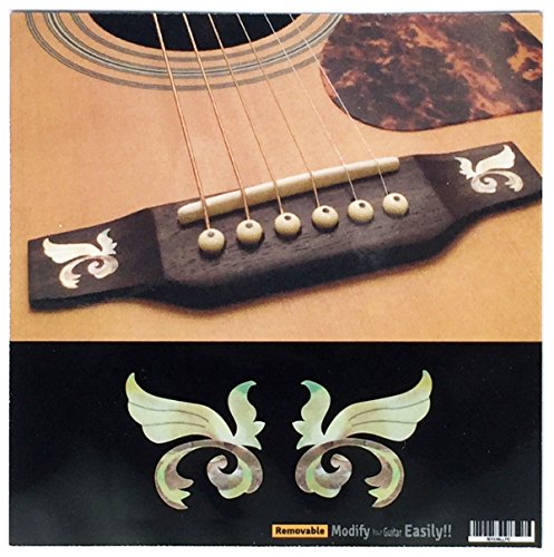 Inlay Stickers für Akustische Gitarre Steg - Little Wings (L&R) - Weiß Perle von Inlaystickers
