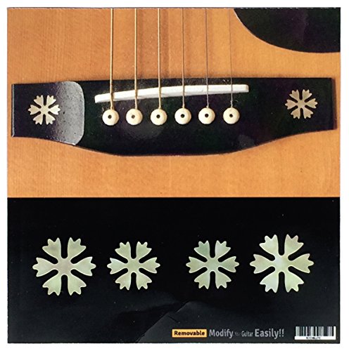 Inlay Stickers für Akustische Gitarre Steg - Snowflakes (4 Stück) - Alt Weiß Perle von Inlaystickers