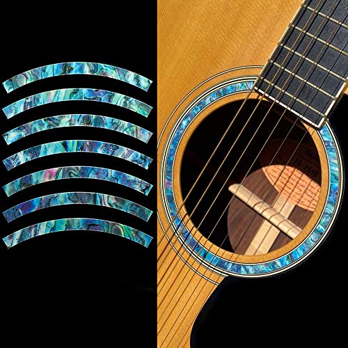 Inlay Stickers für Akustische Gitarren - Schallloch Rosette/Purfling - Rosette Stripes - Abalone Blau von Inlaystickers