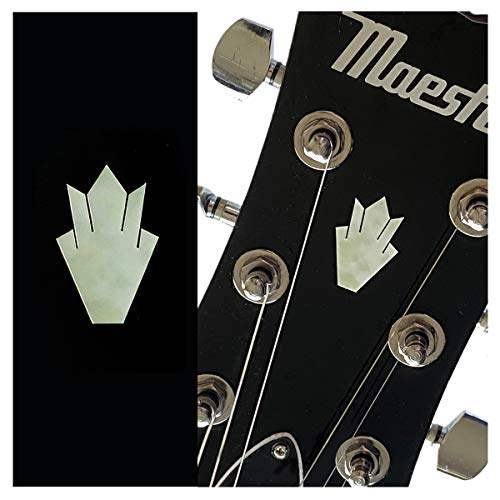Inlay Stickers für Gitarre Kopfplatte - Closed Crown (2 Stück) - Weiß Perle von Inlaystickers