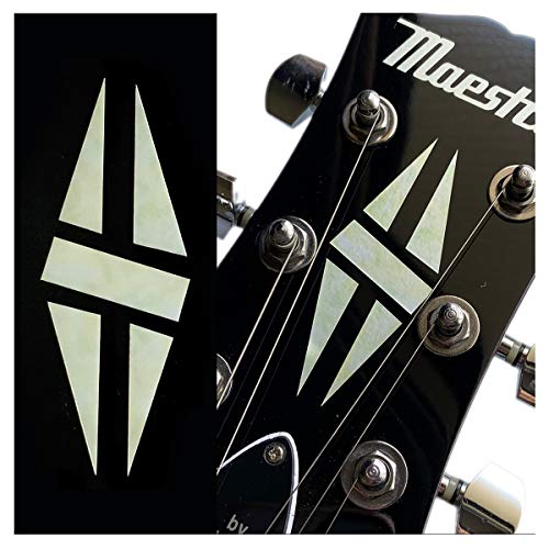 Inlay Stickers für Gitarre Kopfplatte - Diamond Hatch (2 Stück) - Weiß Perle von Inlaystickers