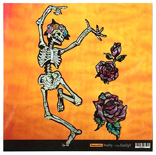 Inlay Stickers für Gitarren, Bass & Ukulelen - Grateful Dead Dancing Skull & Roses/Happy Skeleton von Inlaystickers