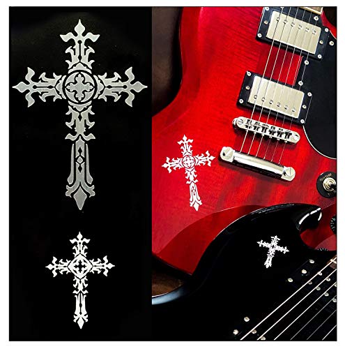 Inlay Stickers für Gitarren & Bass - Metallic Gothic Cross (2 Stück) von Inlaystickers