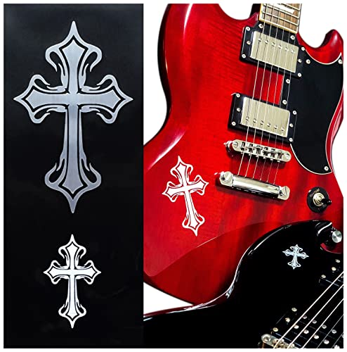 Inlay Stickers für Gitarren & Bass - Metallic Tribal Cross (2 Stück) von Inlaystickers