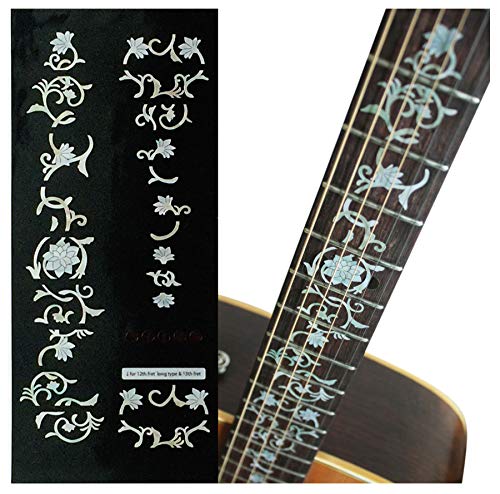 Inlaystickers Griffbrett Position Marker für Gitarren – Oriental Flowers - Weiß Perle, FT-053OF-WT von Inlaystickers