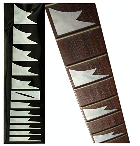 Inlaystickers Griffbrett Position Marker für Gitarren & Bass – Shark Tooth Ibanez Style – Weiß Perle, F-016ST-WT von Inlaystickers